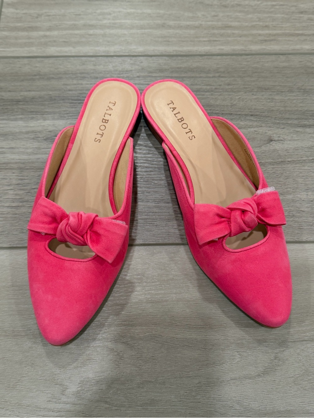 Talbots Edison Bow Mules Bright Summer Bow Accent Leather Suede 8.5M